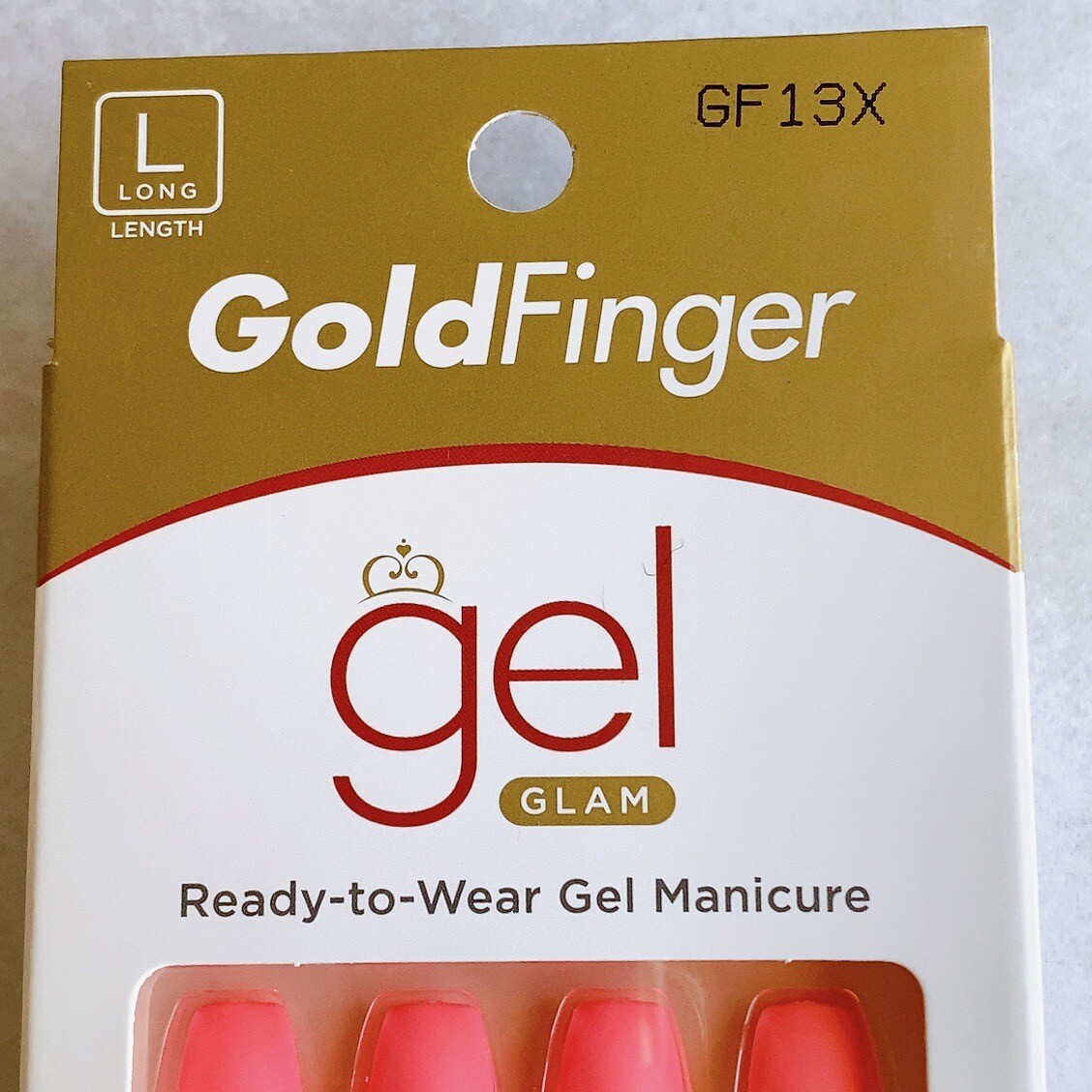 GoldFinger Gel Glam Press On Nails Manicure Pink Neon Coffin Long Glue