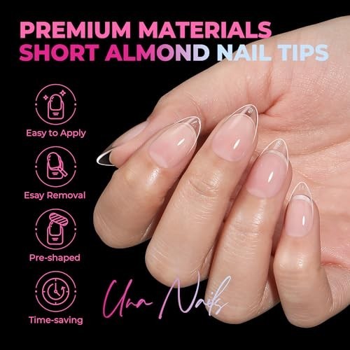 510Pcs Almond Shape Gel Nail Tips – Pre-Etched Soft Full Cover Extensions for DI