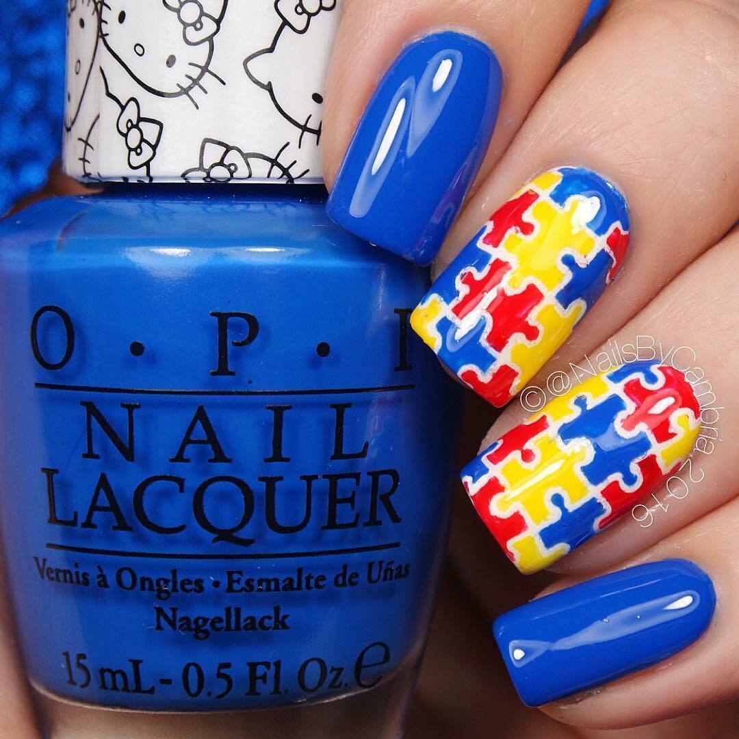 Whats Up Nails Puzzle Stencils for Nails, Autism Month Nail Stickers