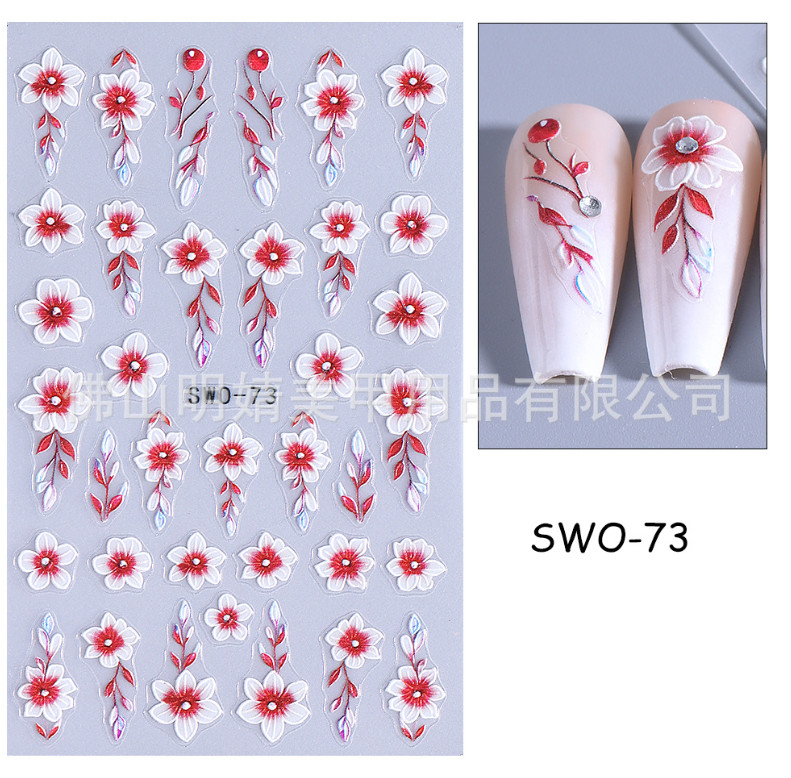 5D Embossed Balloon Star Floral Flowers Heart Nail Art Stickers Decals DIY NS52