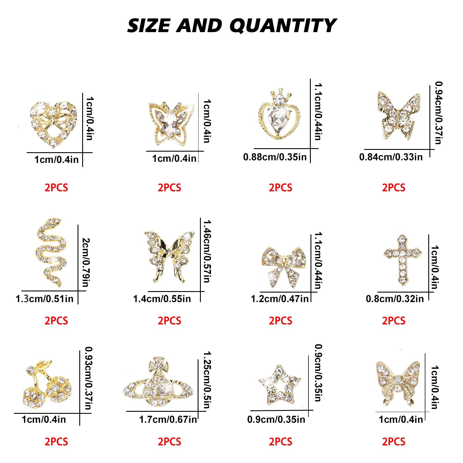 120 Pcs Planet 3D Nail Charms Gold Alloy Nail Gems for Acrylic Nail Art Supplies