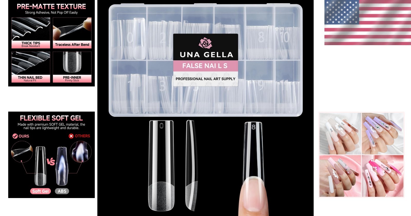 Half Matte Full Coverage Traceless Gel Nail Tips – 216PCS for Creative Designs