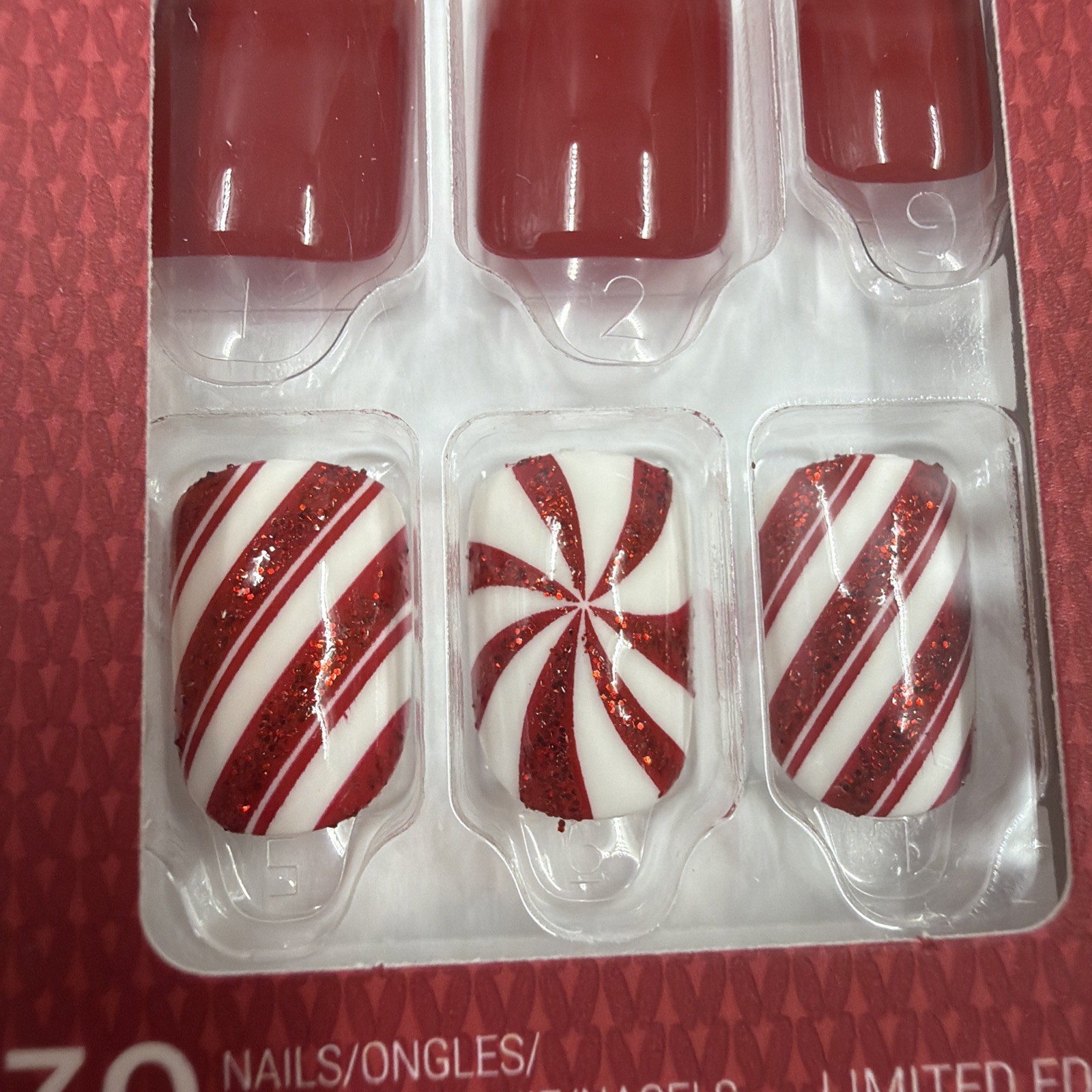 3 Boxes- KISS 30 ImPRESS ON NAILS Christmas Holiday “Santa Baby” Short New