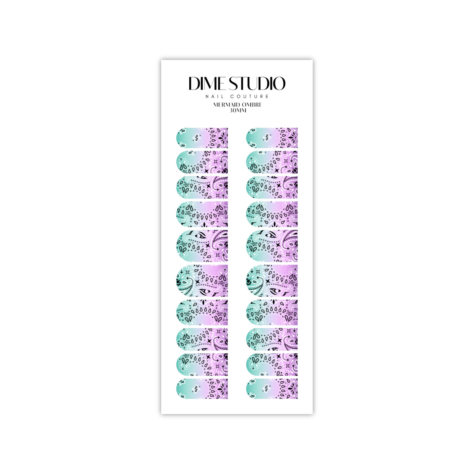 Mermaid Classic Bandana Paisley Nail Decals Water Transfer Nail Wraps