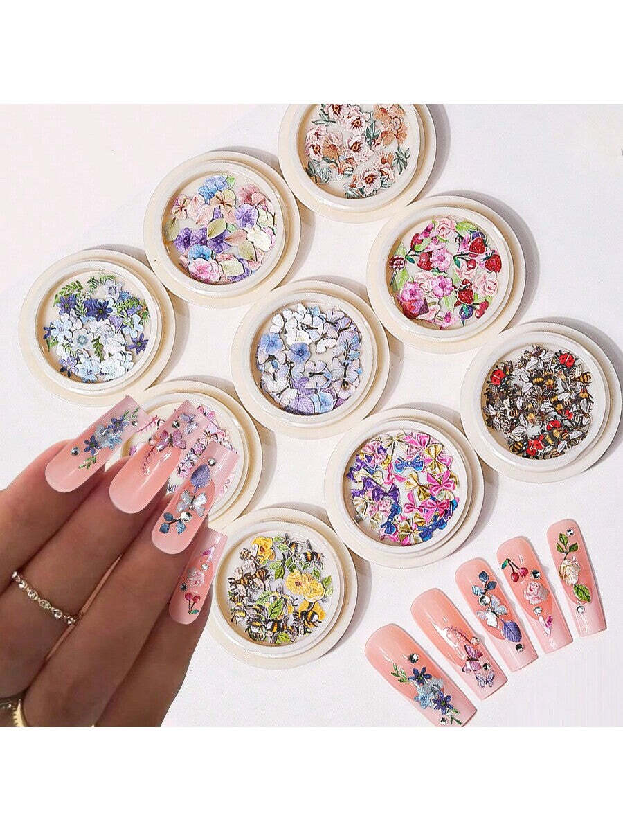 1box Purple Flower Shaped Nail Art Decoration Nail Art Charms Manicure