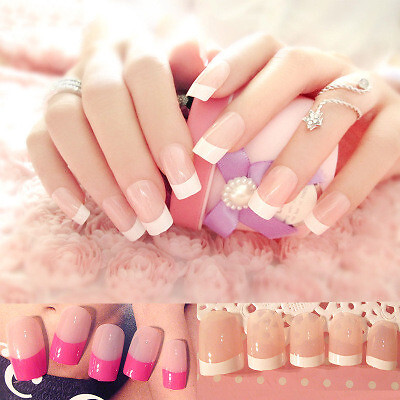 Nail art finished French long fake nail patch long French free shipping