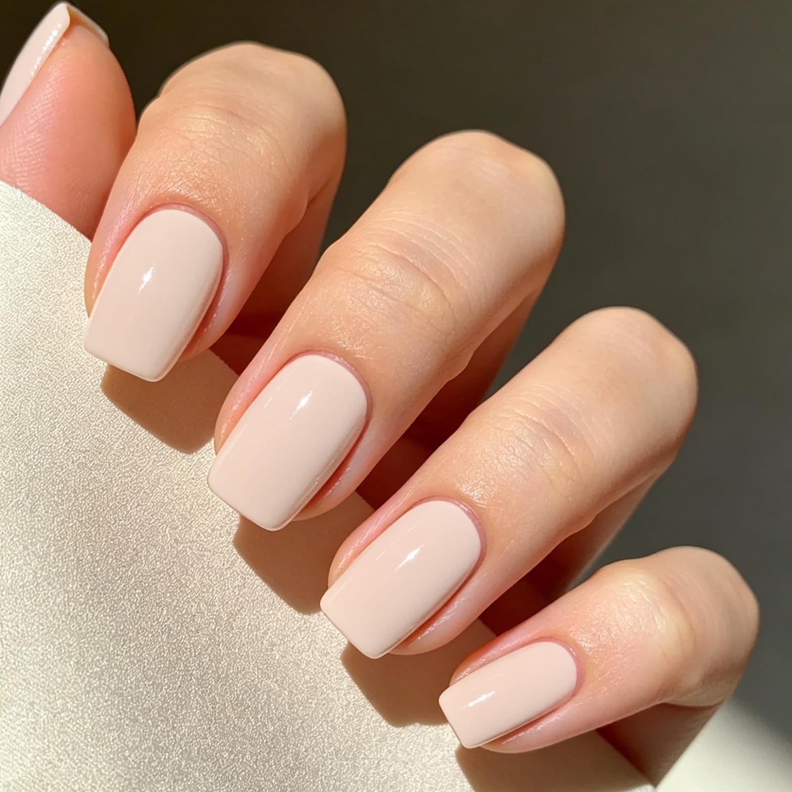 32Pcs White Press on Nails, Upgrade Short Square Fake Nails, A1-Point Pink
