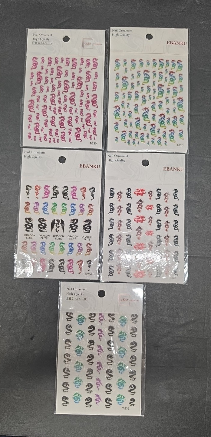 Dragon Nail Stickers Lot Of 5 EBANKU