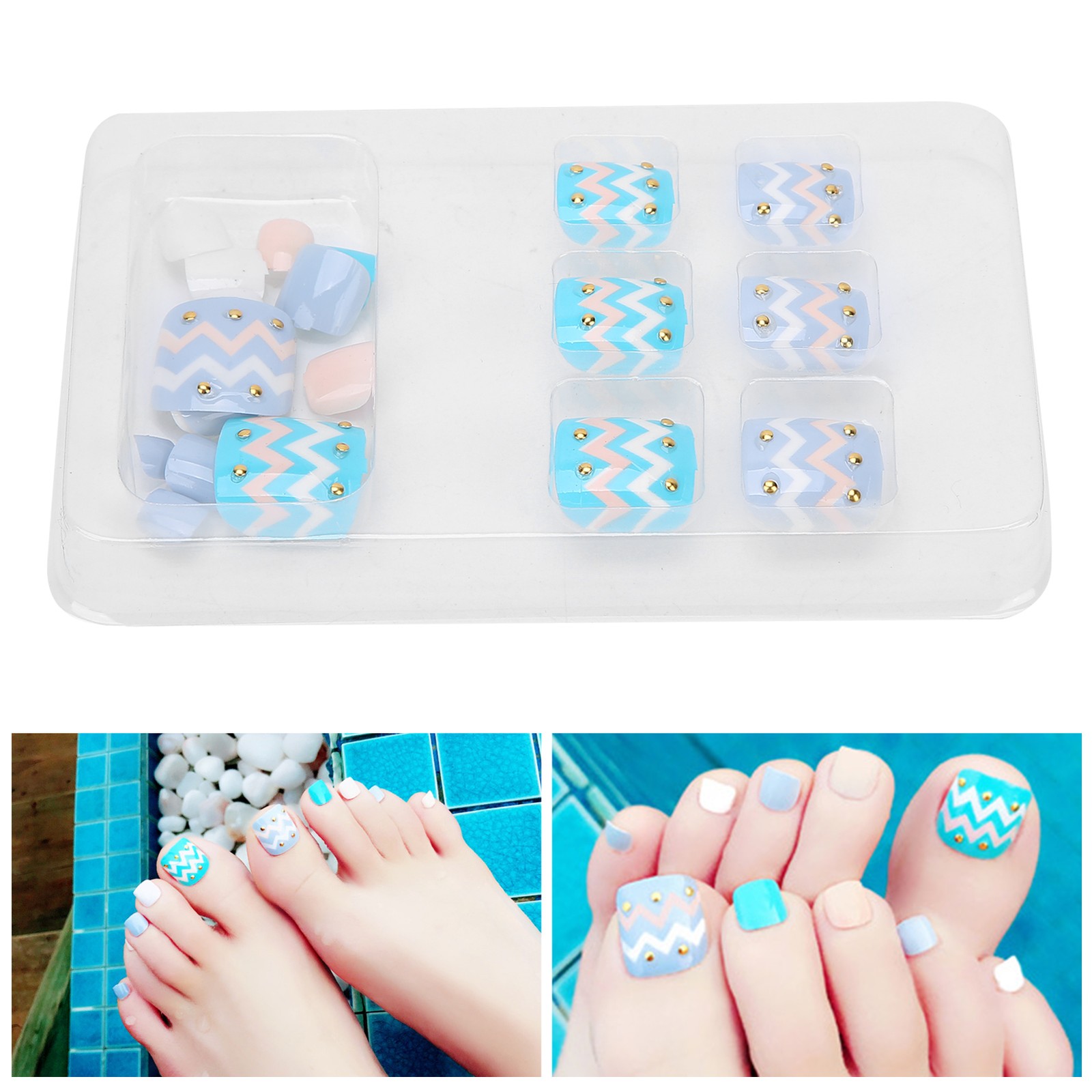 24pcs Fake Toe Nails Charming Design For Parties & Weddings Excellent