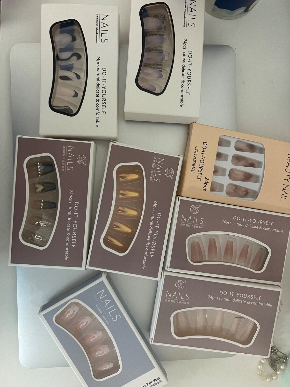Brand New Press-on Nails with French Style, Natural Color for Casual Wear