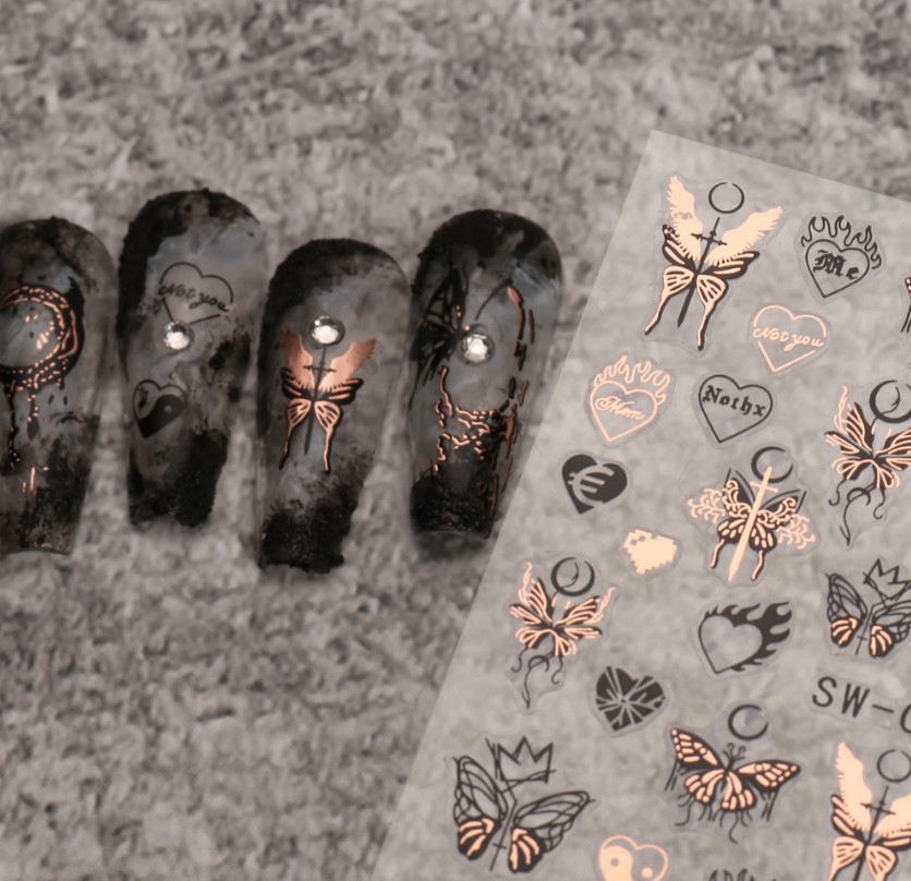 Nail Art Decoration Rose Flower Butterfly Nail Decal Self Adhesive stickers NS53