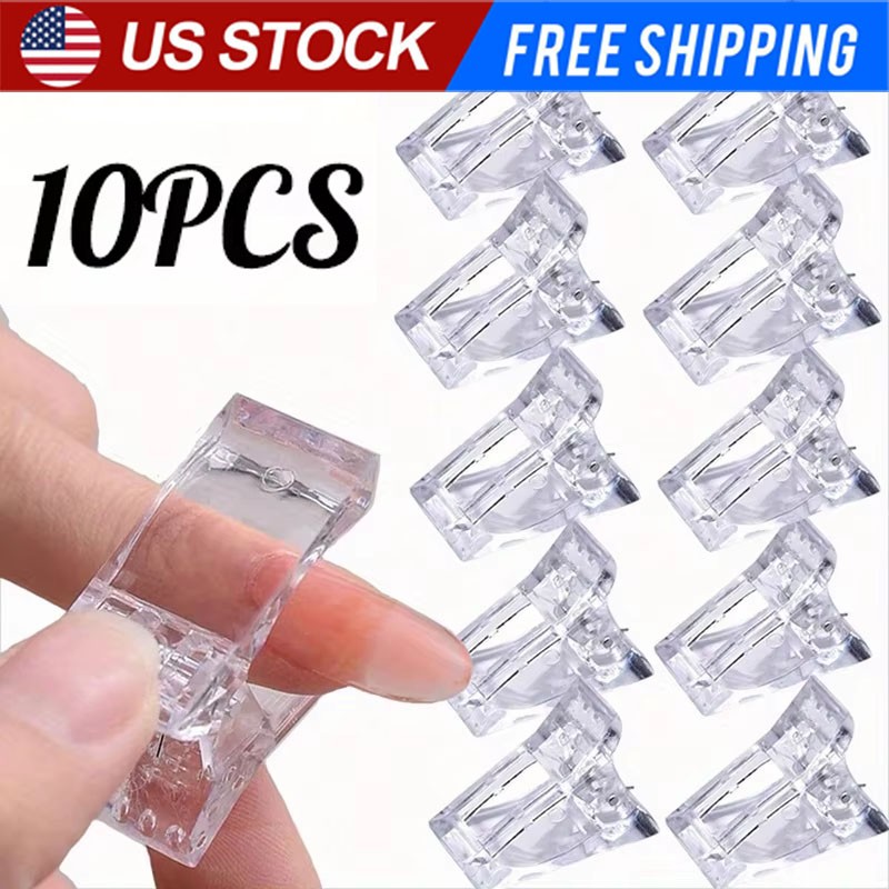 10pcs Nail Tips Clip Quick Building Poly Builder Gel DIY Extension Clamp Clips