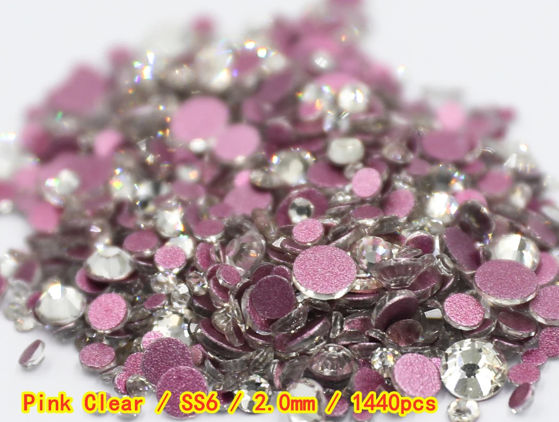 Ss3-Ss8 1440Pcs Clear Crystal AB Gold 3D Non Hotfix Flatback Nail Art Rhinestone