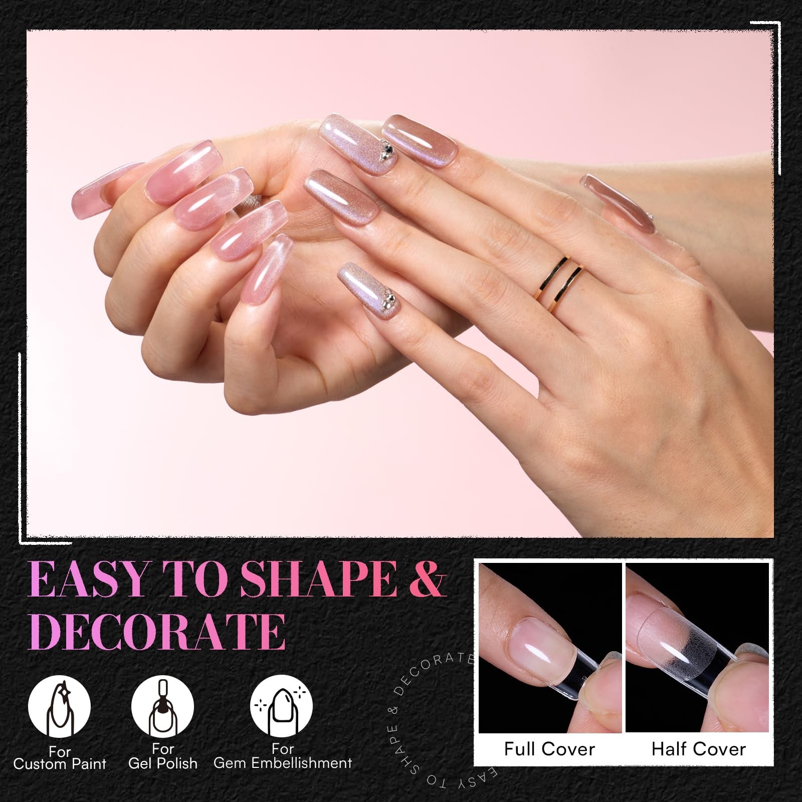 Makartt Short Square Nail Tips: 240PCS, 15 Sizes, Pre Shaped Short, Clear