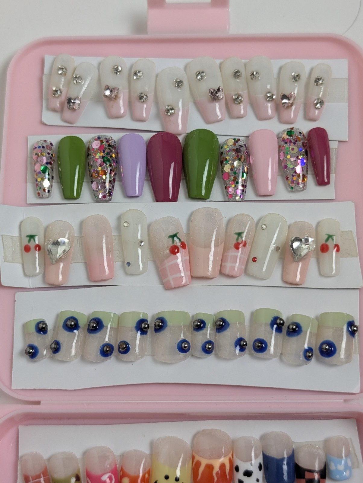 Mega Press-On Nail Lot & Organizer Case – Trendy Y2K, Sanrio Style, French Tip