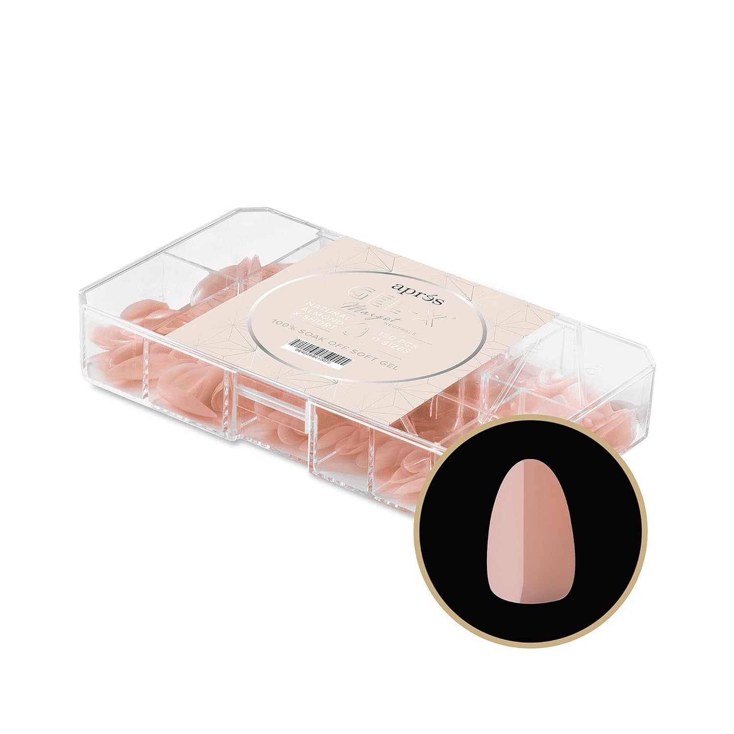 Apres Neutrals Gel-X Margot Box Of 150 Count (Pack of 1) Almond Extra Short