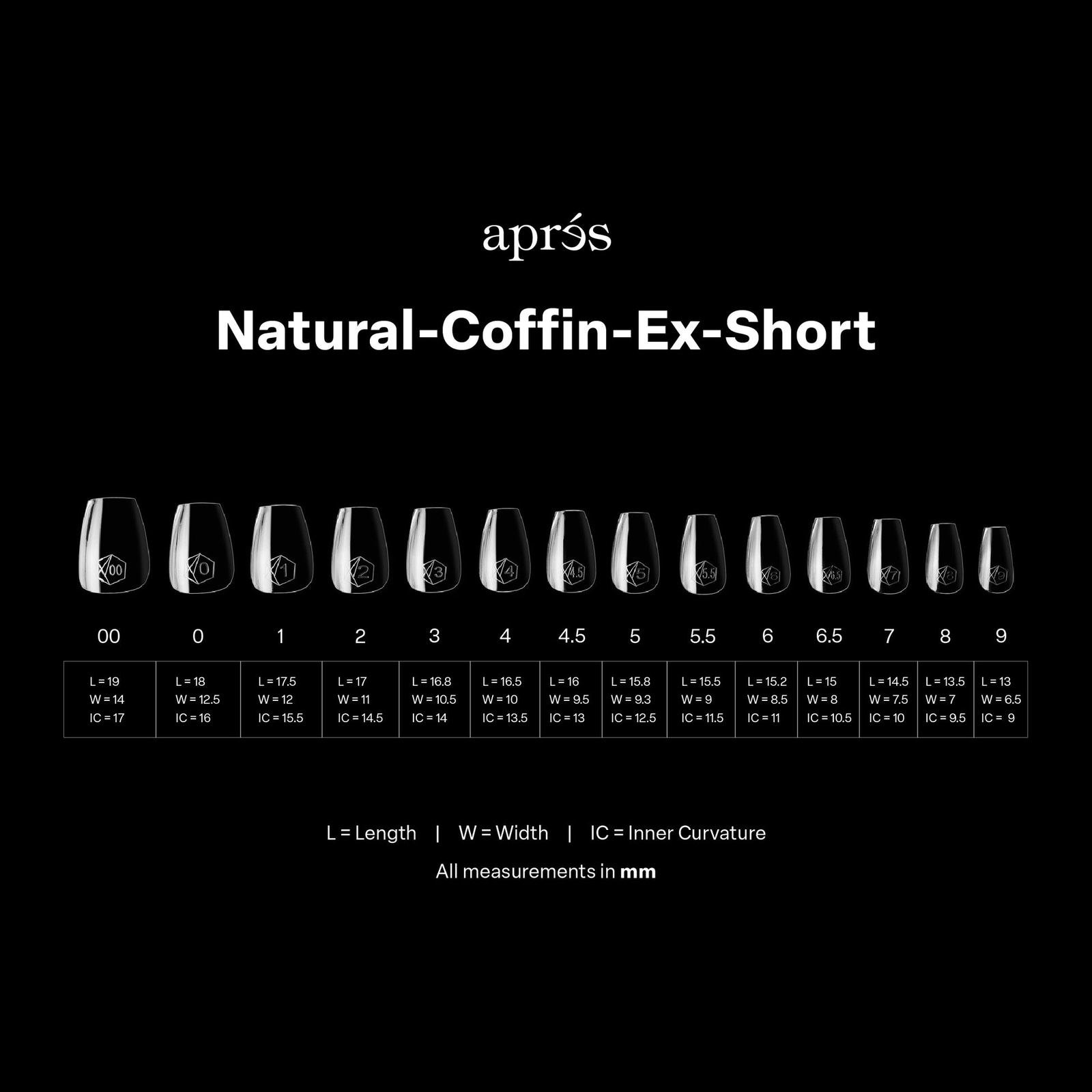 Apres Gel-X Natural Coffin Extra Short Tips Box 14 Sizes 600pc