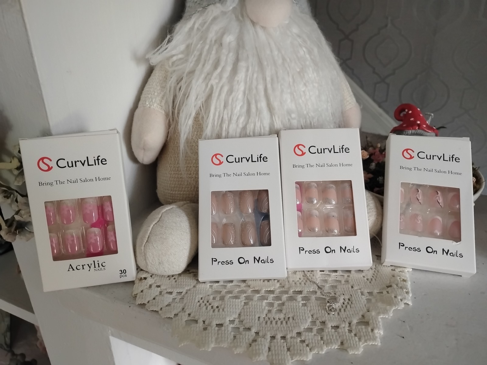 CurvLife Press on Nails Assorted Lot Of 4 New Sealed