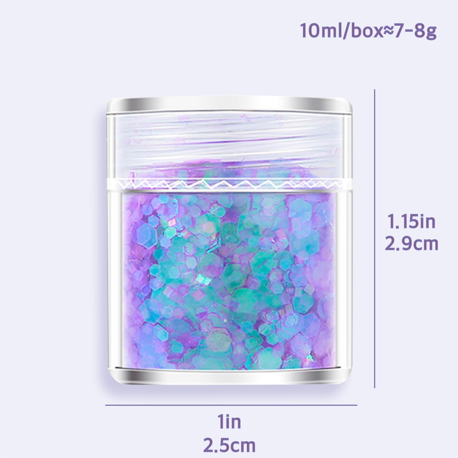 8-Jar Mermaid Purple Glitter Set, Holographic Fine Powder & 1mm & 2mm & 3mm S…