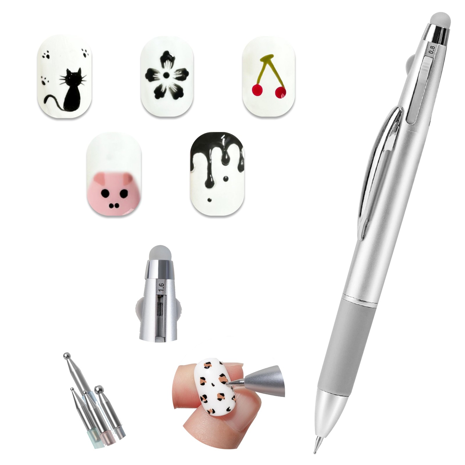 Nail Dotting Pen 5 in 1, Ballpoint Design Tool Multicolor