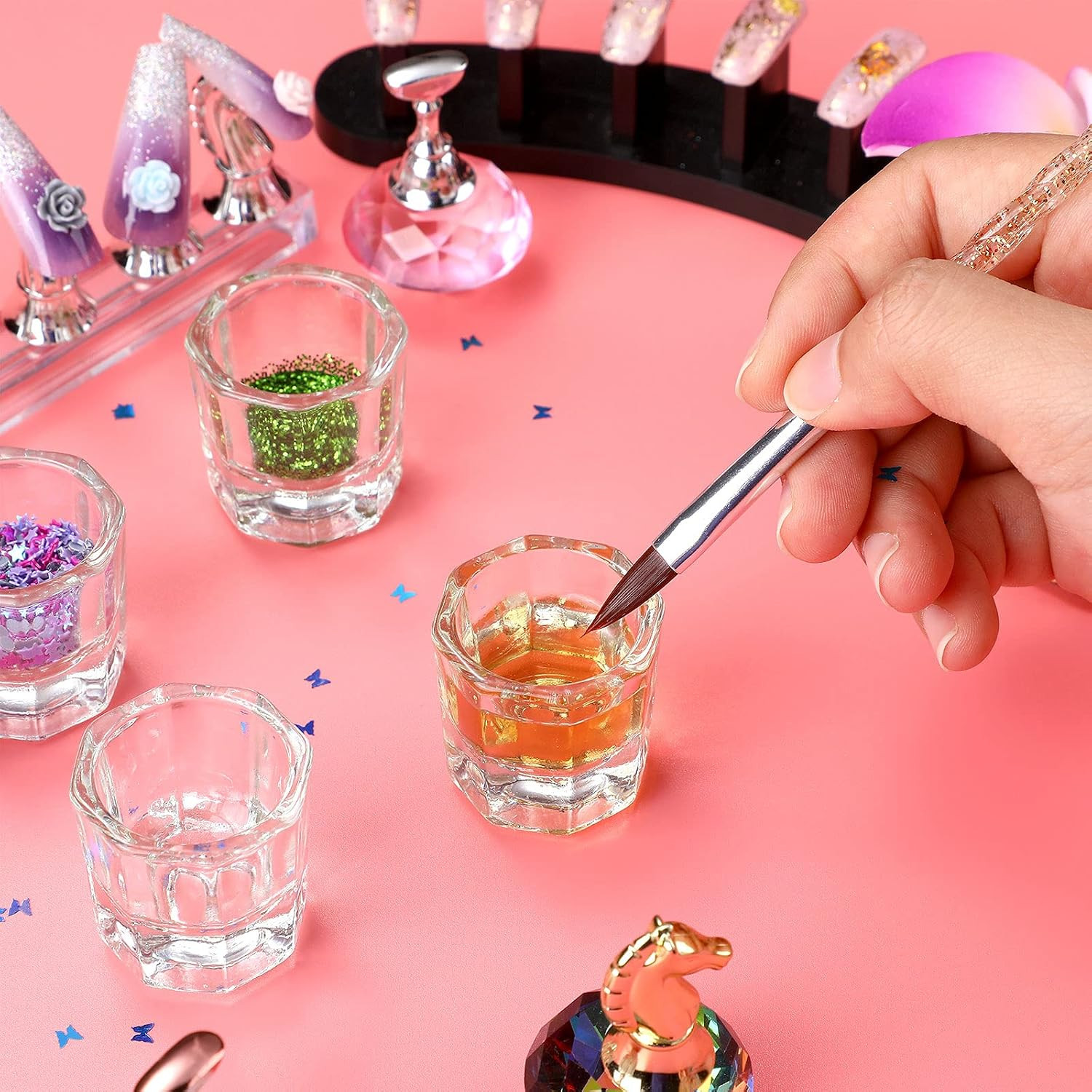 12 Pieces Dappen Dishes for Acrylic Nails Monomer Liquid Powder Glass Cups Clear
