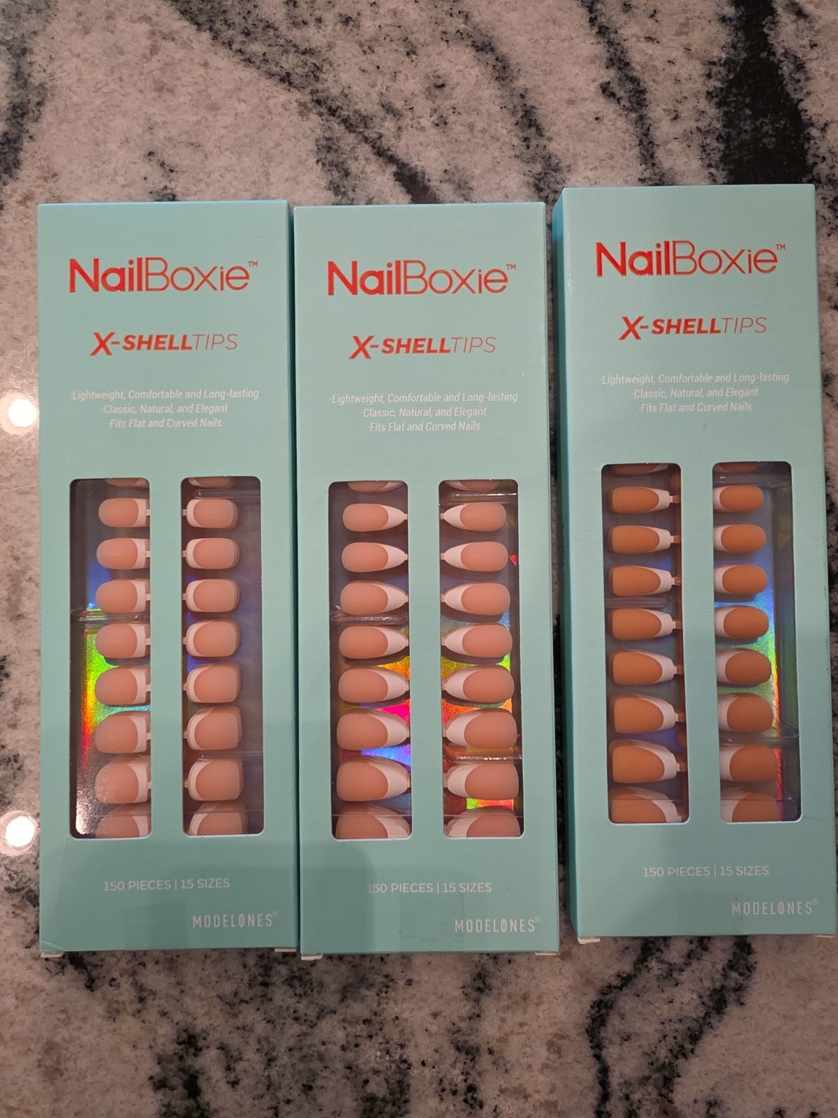 Lot of 3 Modelones NailBoxie X-ShellTips French Gel Nail Extensions 150 Pcs Each