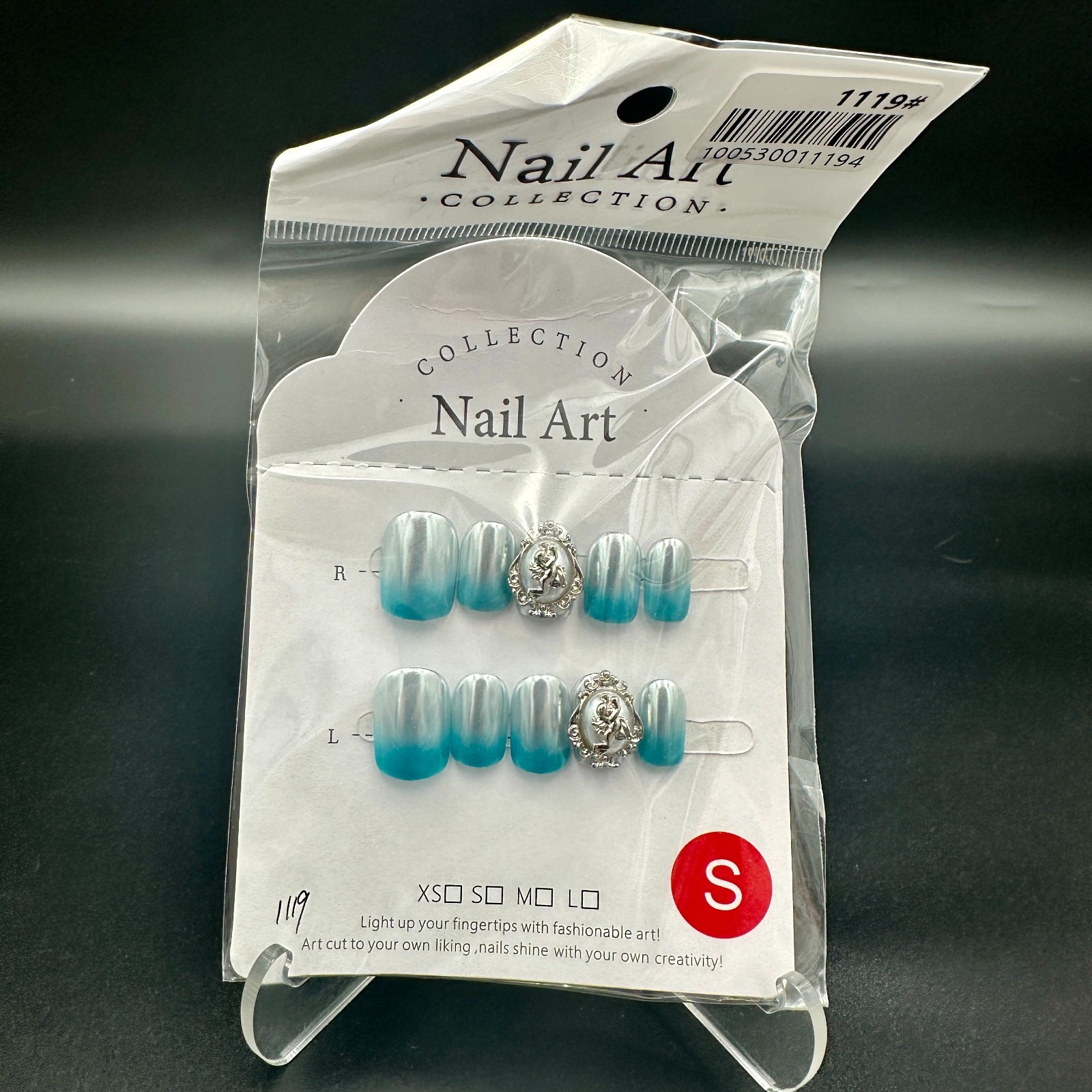 Lot of 7 Packs Press On Nails Size S Rhinestone 3D Bling False Nail Art Set