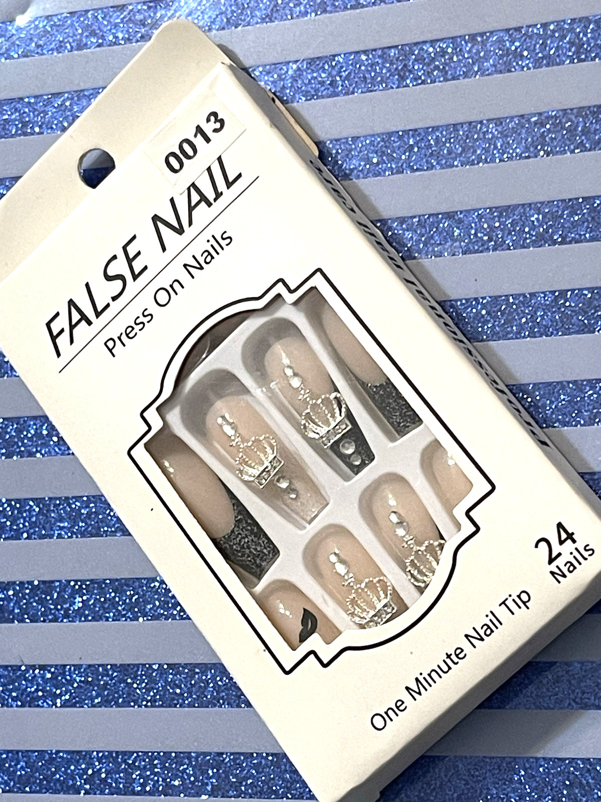 False Nail One Minute Tip NUDE with FRENCH DETAIL & CROWNS & LIPS Press On Mani