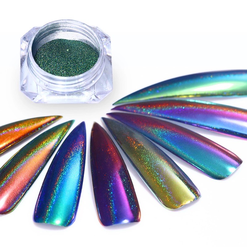 NEW CHAMELEON PEACOCK 12 colours HOLOGRAPHIC Nail Art Powder Nails Mirror Chrome