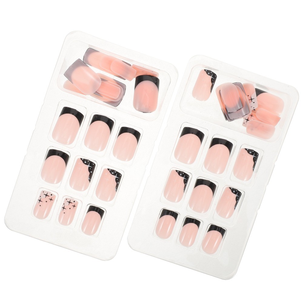 French Tip Press on Nails Set with Assorted Colors and Star Charm Accents