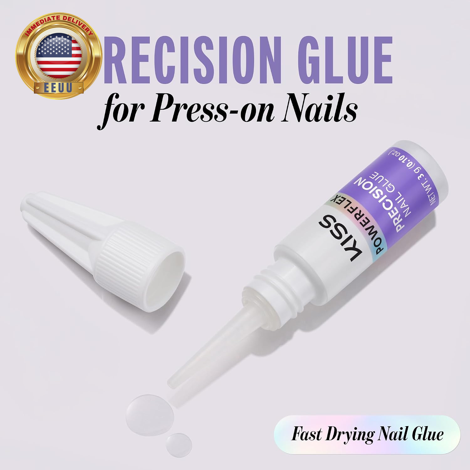 Powerflex Precision Nail Glue for Press Ons, Kits, Tips & Wraps, 0.10 Oz, Ultra