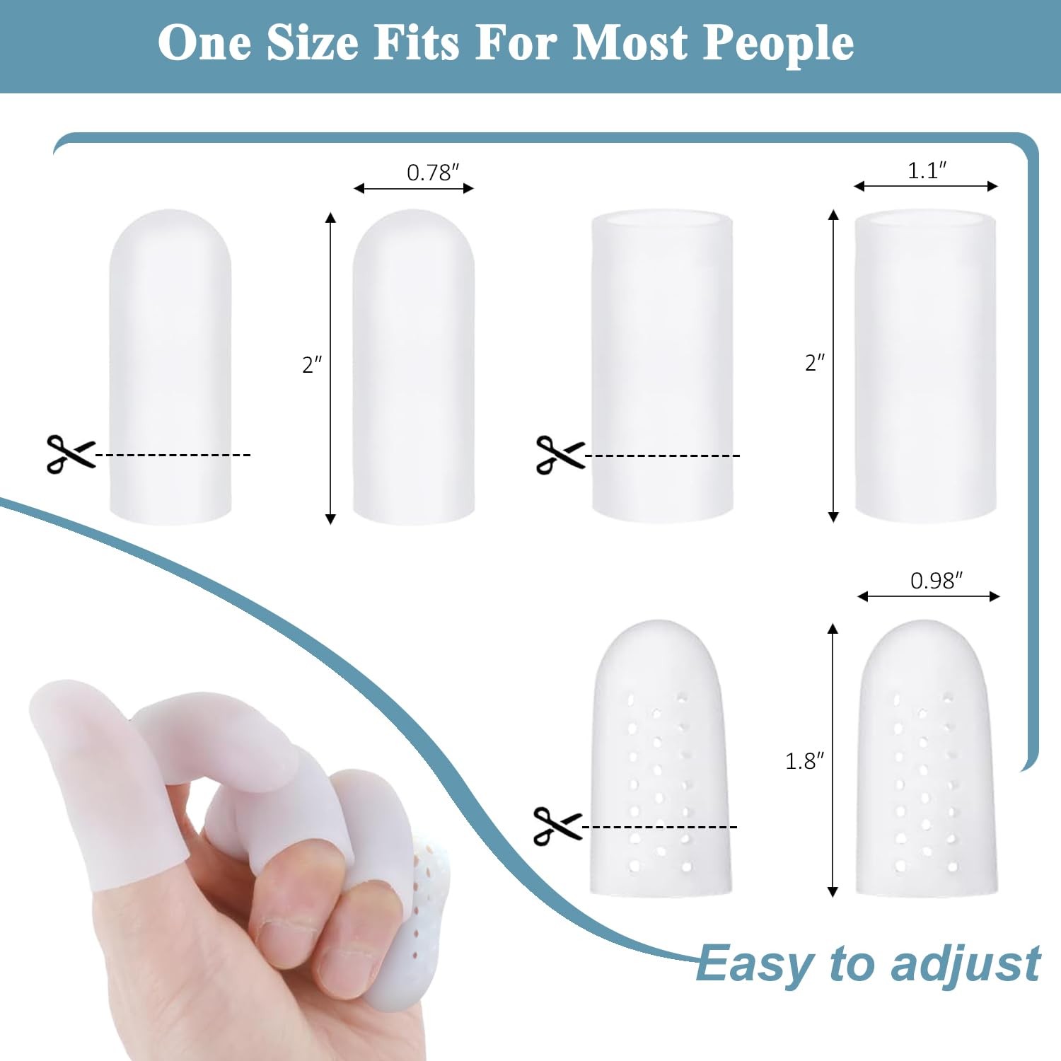 30Pcs Gel Finger Cots Silicone Finger Protectors Fingertip Bandages for Dry Skin