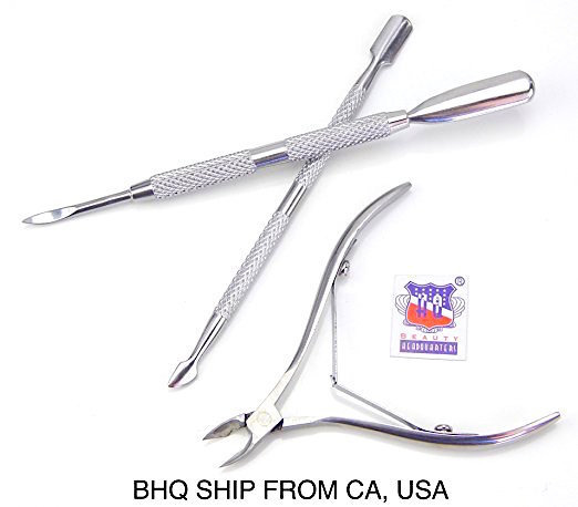 STAINLESS STEEL NAIL CUTICLE SPOON PUSHER REMOVER CUTTER NIPPER CLIPPER SET