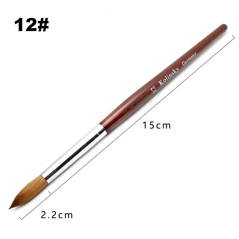 Acrylic Nail Brush Kolinsky Sable Hair Liquid Powder Crystal Pink Metal Handle