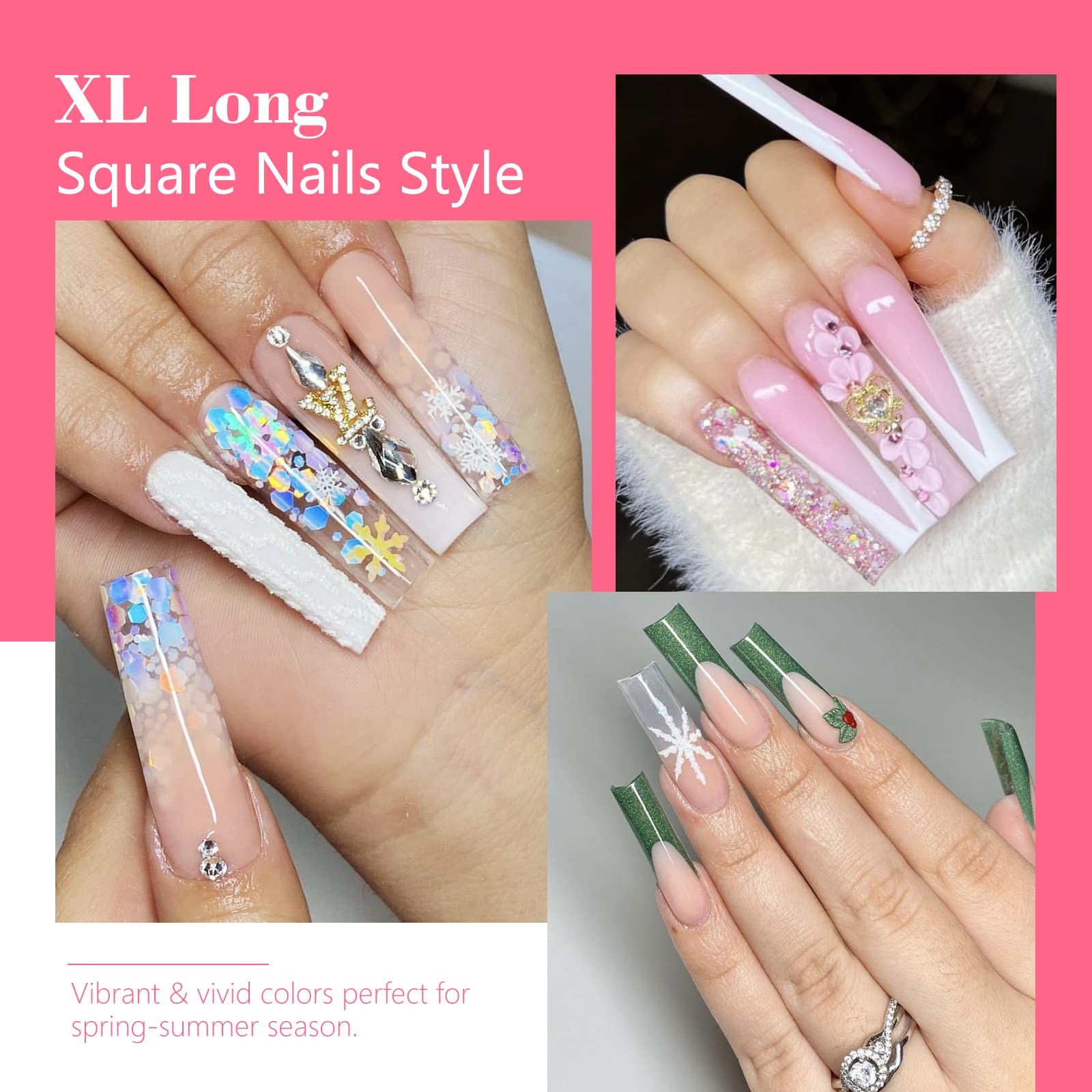Lionvison Square Nail Tips NO C Curve, XL Clear 240 Piece Assortment,