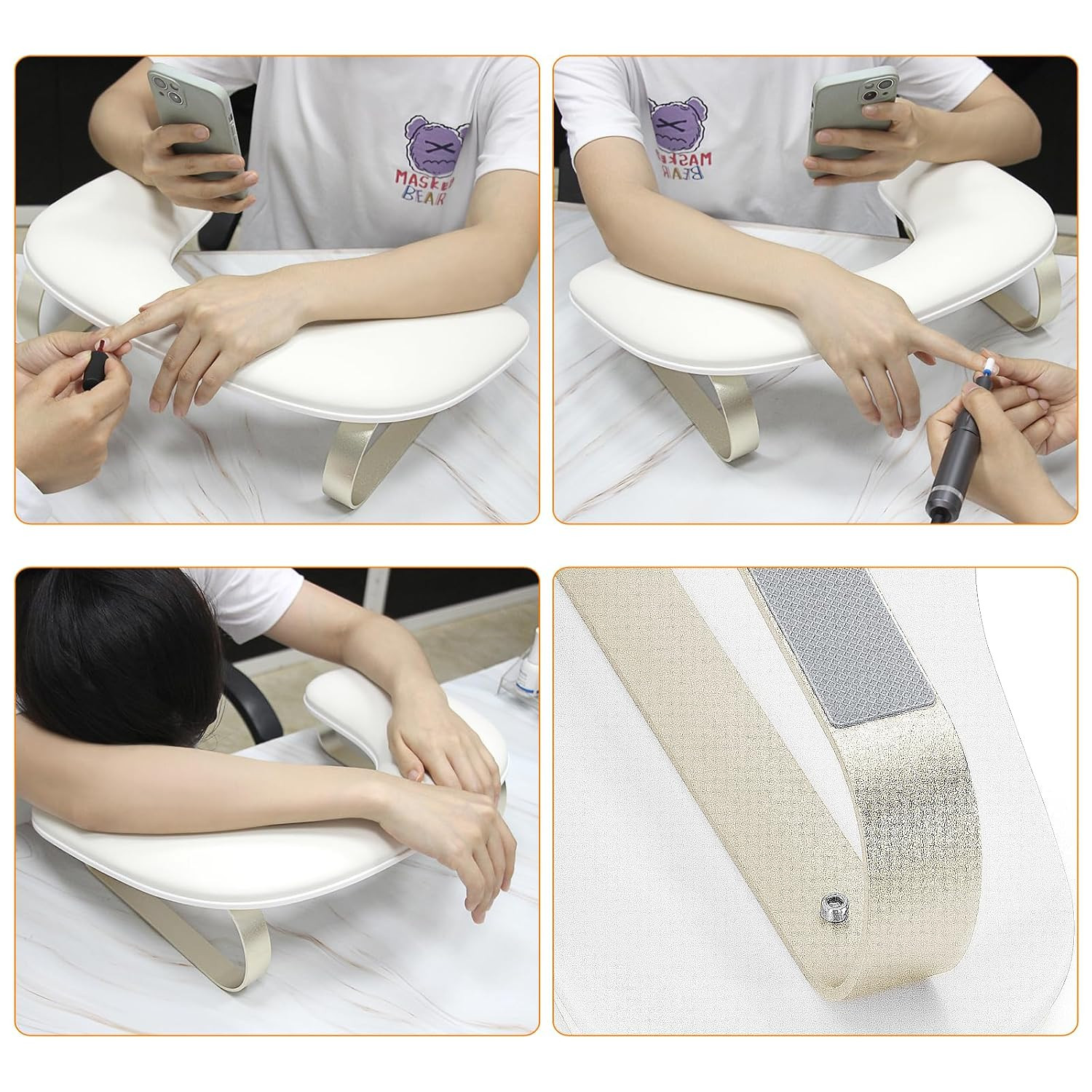 Arm Rest for Nails Tech Upgraded 10° Inclined, U-Shaped Manicure Nail Arm Rest S