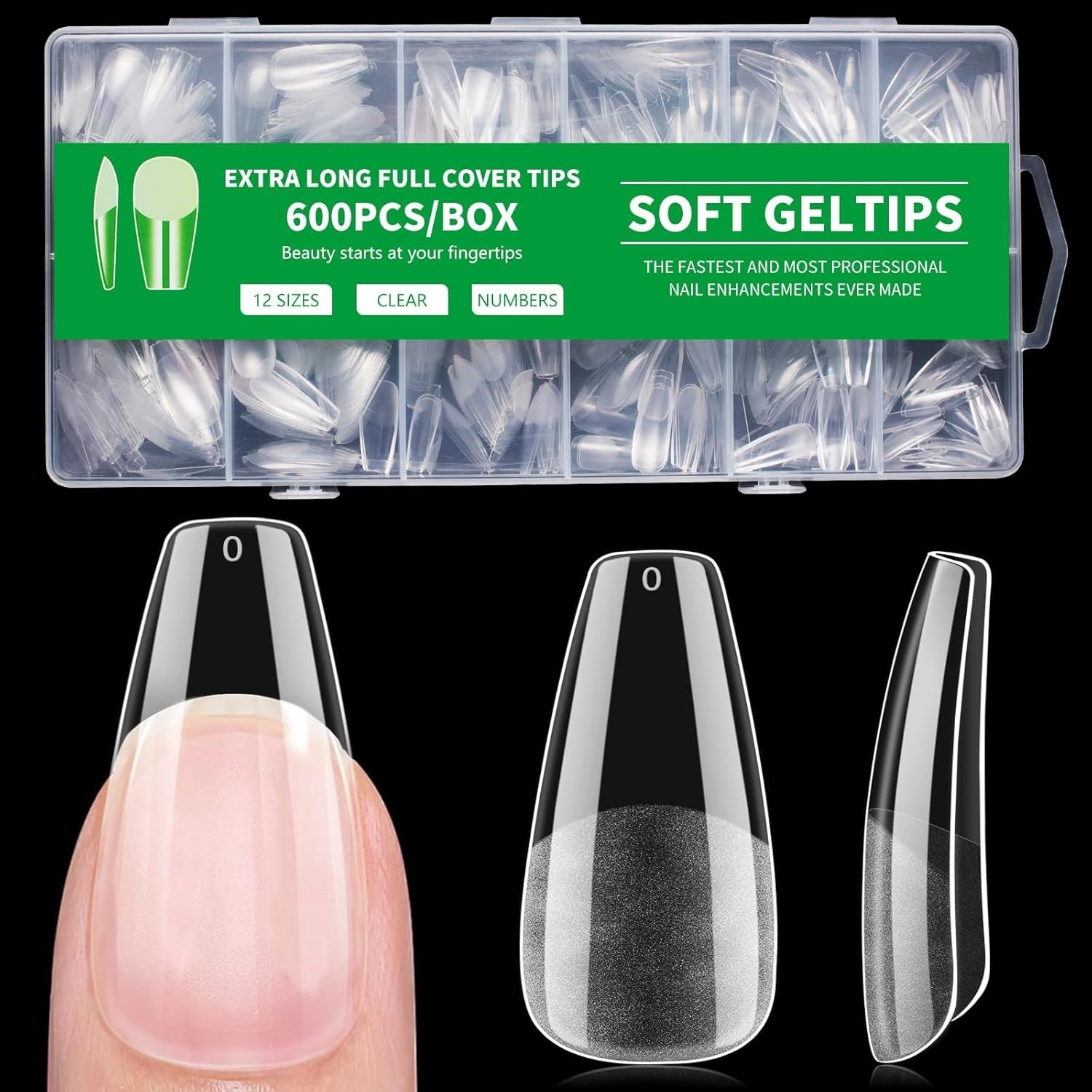 Coffin Nail Tips Press on Nails, Fake Nails for DIY Home Nail Art, Coffin Mixed