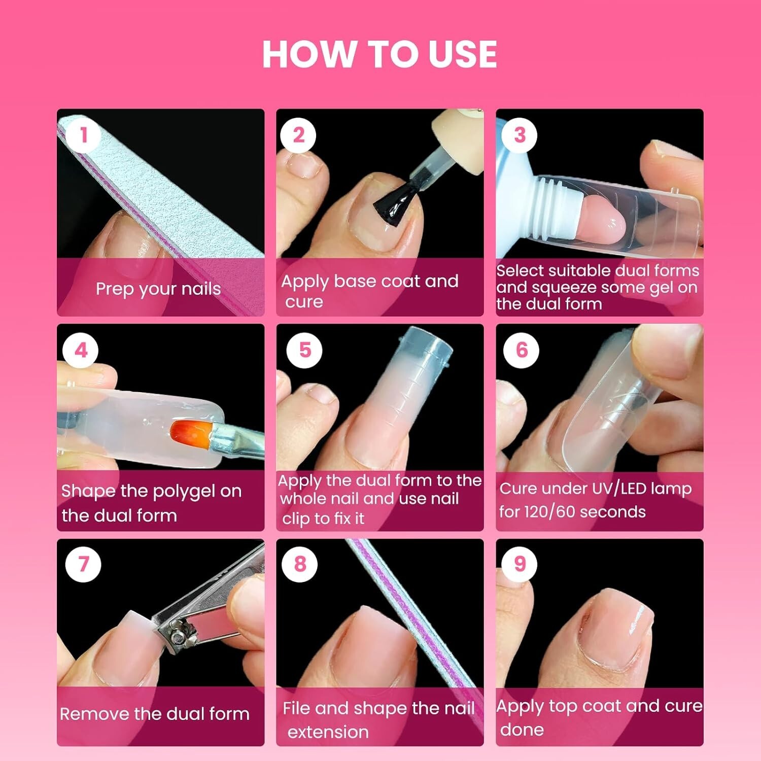 Polygel Nail Forms Kit for Toes , Toenail Dual Forms Reusable for Polygel wit…