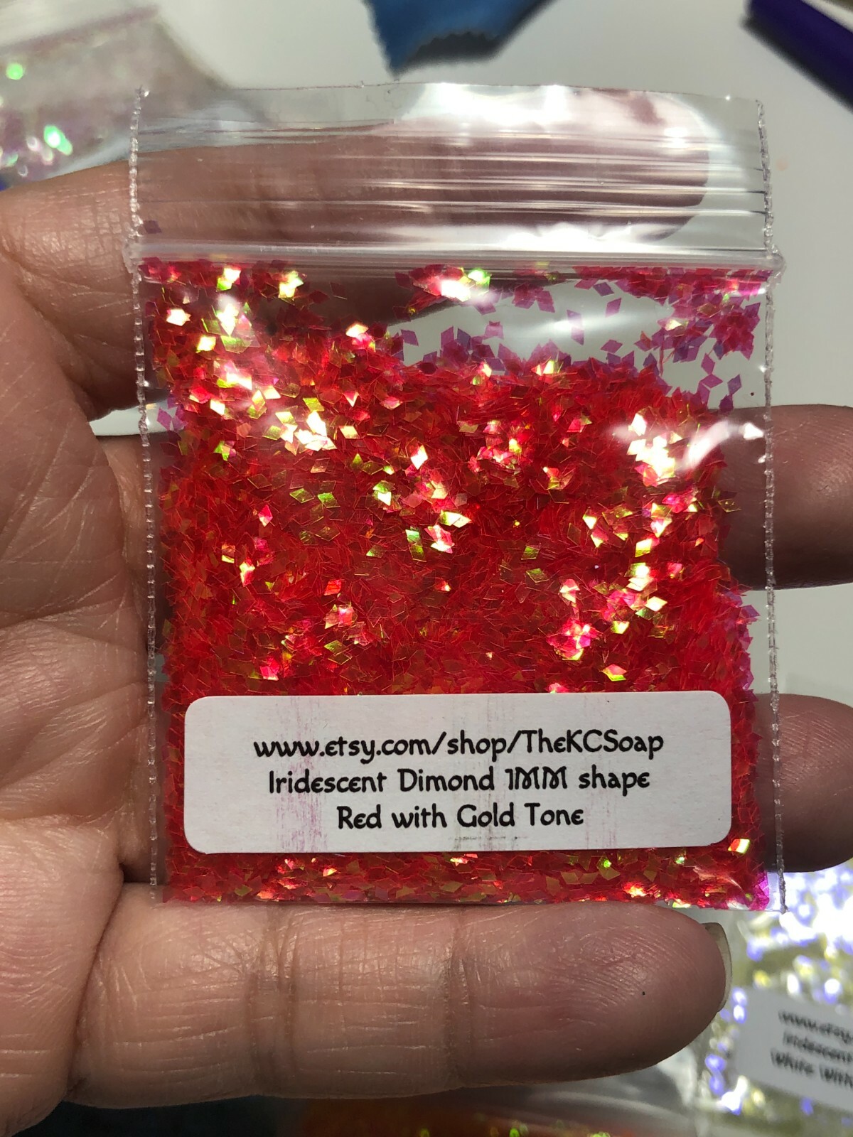 Iridescent Glitter Diamond 1MM Snow White pink blue sheen Nail Art US seller