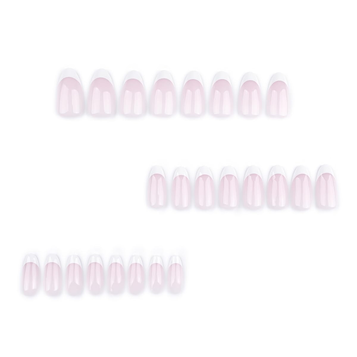 French Press on Nails Medium Almond Fake Nails Milky White Nails Press ons wi…