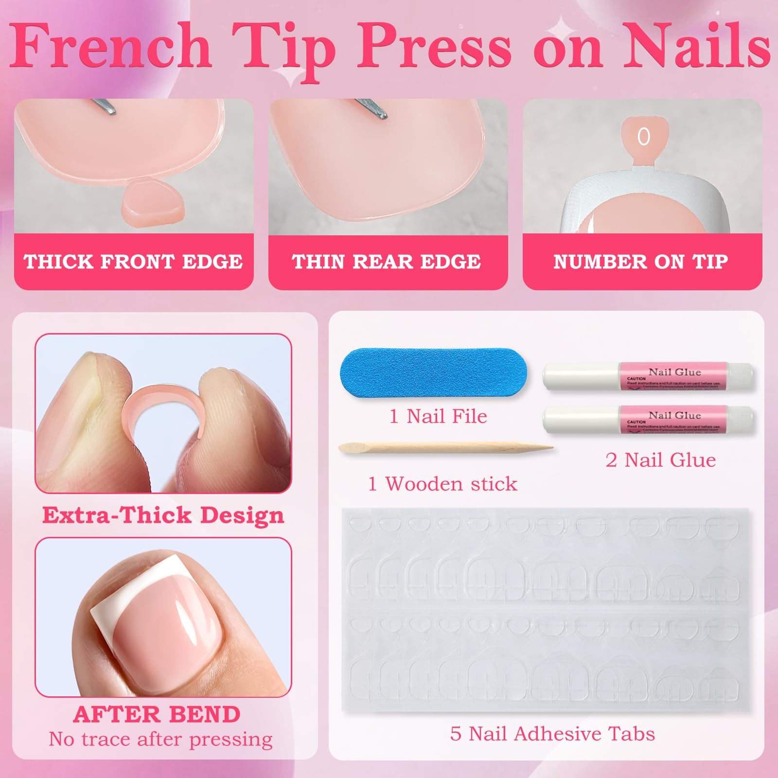 Press on Toenails for Women, 240pcs Toe Nail Press ons White Deep French Tips…