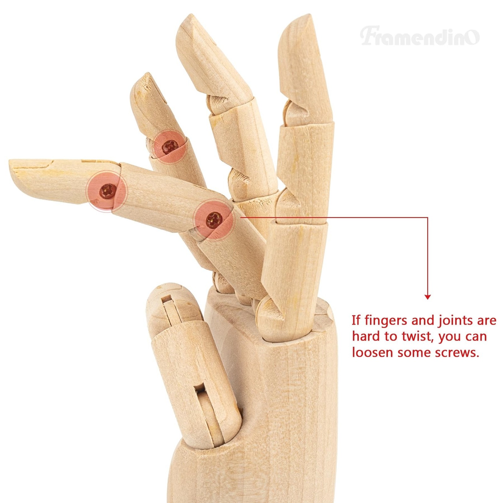 Framendino, 2 Pack 7″ Flexible Wood Hand Model Wooden Mannequin Right Left Dr…
