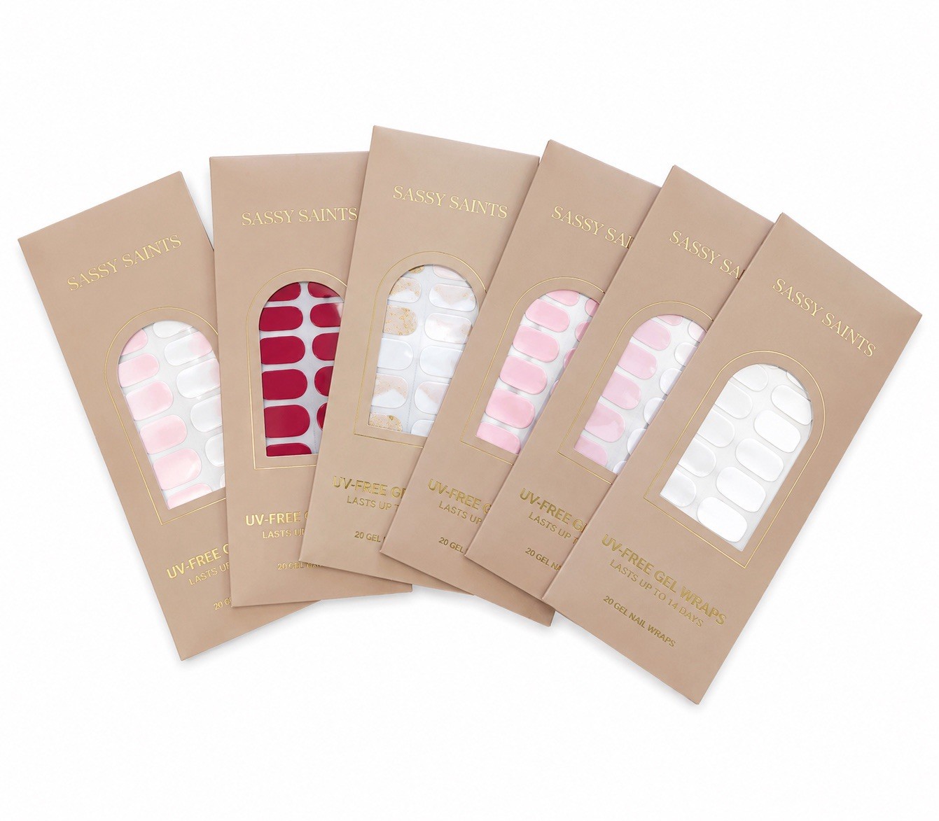 Lot of 12 Sassy Saints UV Free Gel Nail Wraps Semi Cured Glossy Press On New