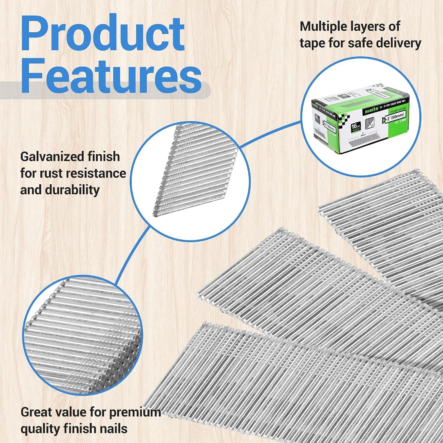 Galvanized 16 Gauge 20 Degree Angled Finish Nails – Perfect for DIY & Pro Use