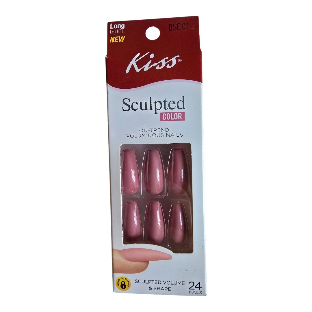 NWB Kiss Artificial Nails Light Mocha Rose Long Sculpted Volume Shape DSC01 Maze
