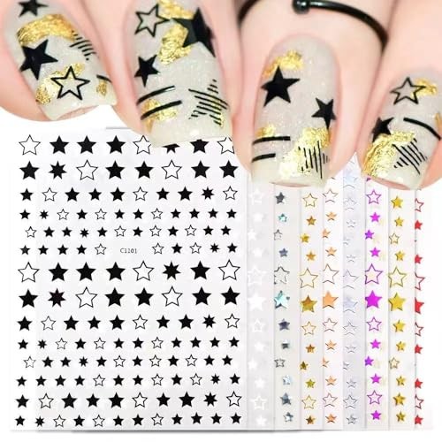 12 Sheets Shiny Star Nail Stickers 3D Self Stickers 1030 Stickers 1030-35