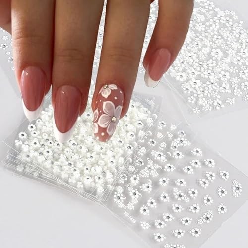 5000Pcs Flower Nail Stickers 3D Self Adhesive Pink Daisy Self Colourful Flower