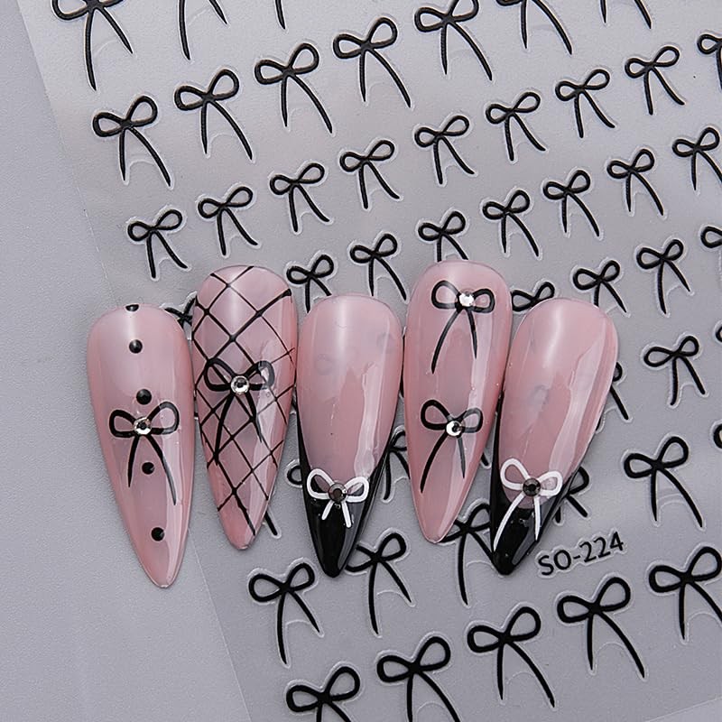 12 Sheets Bow Nail Stickers Bows Decals 3D Self Adhesive Design-bow