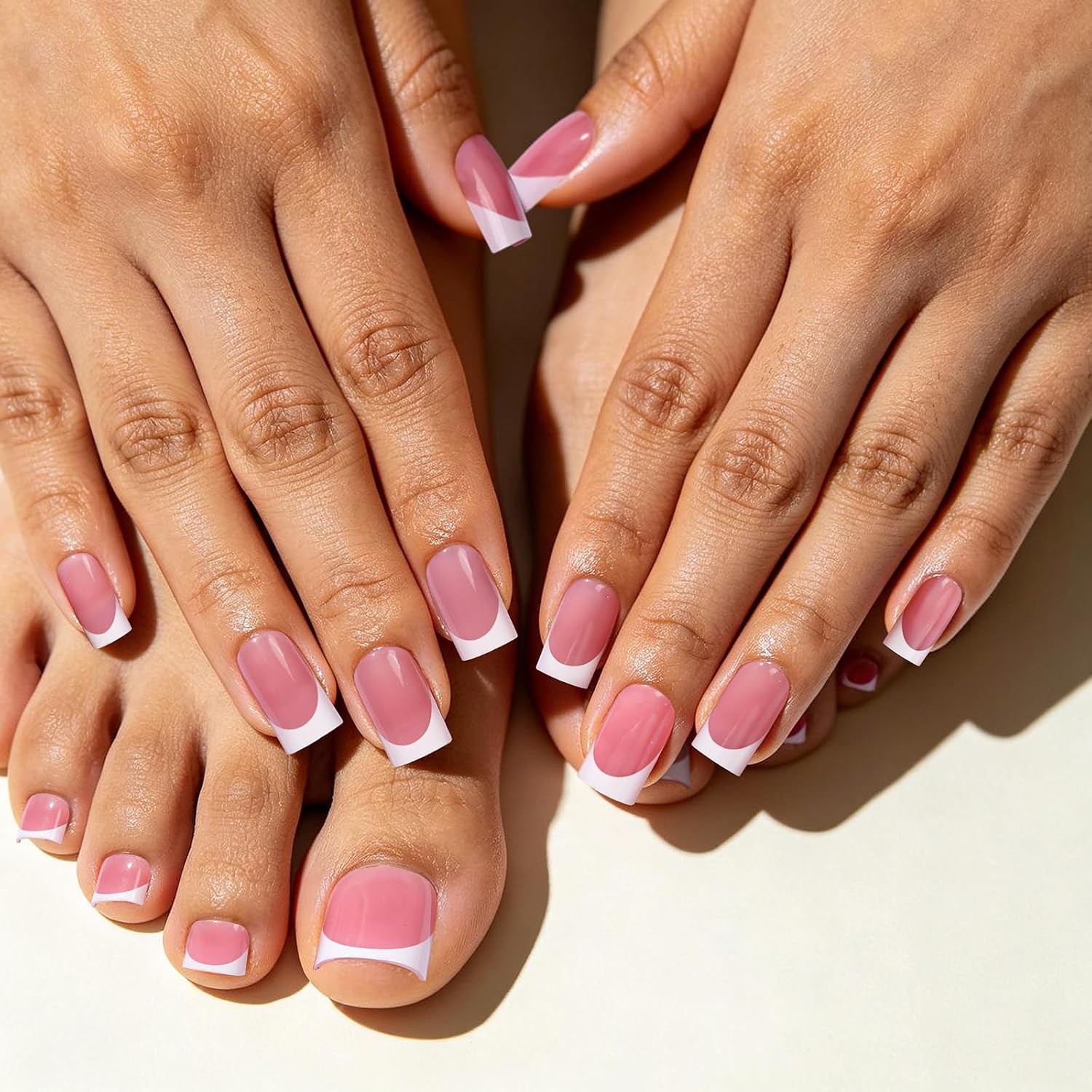 YGDZ 300PCS Press On Toenails & French Tip Nails Kit, Short Square