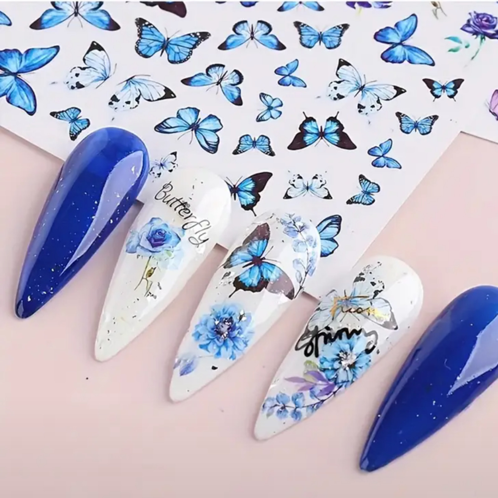 3D Butterfly & Floral Nail Art Stickers – Self-Adhesive, Sparkling Spring,Summer